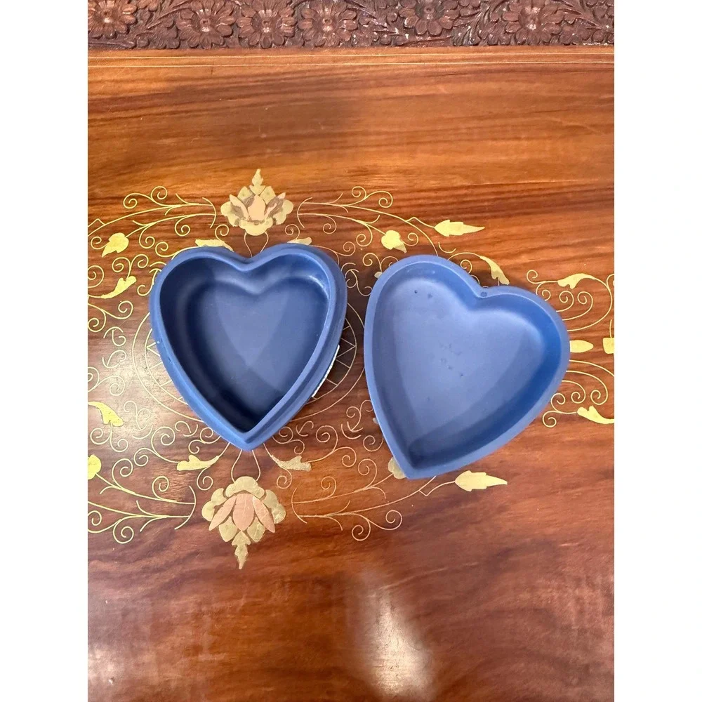 Vintage Wedgwood Blue Jasperware Heart Trinket Box, Jewelry‎ Box Gift